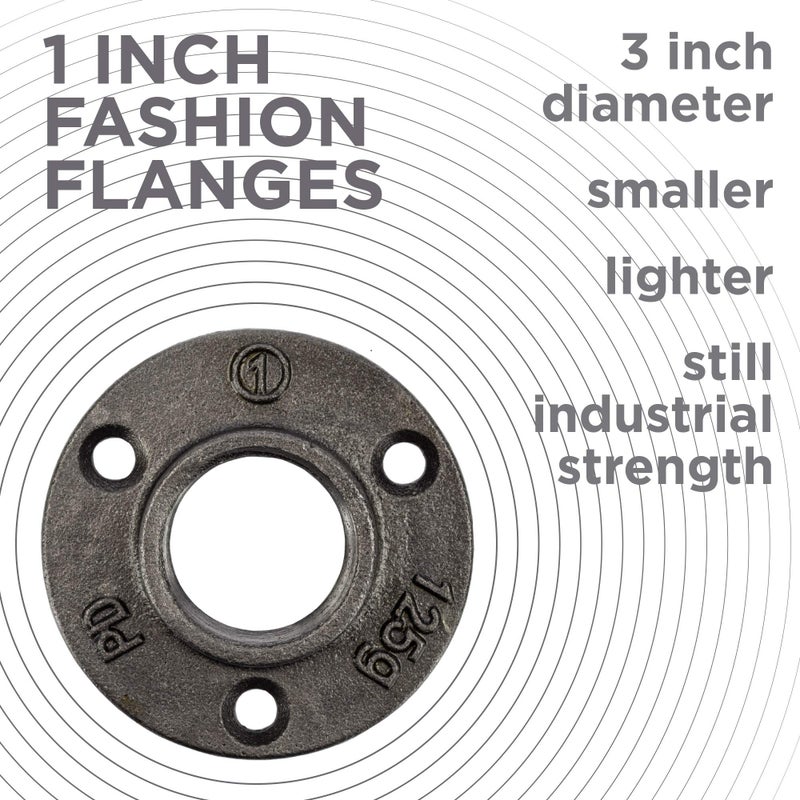 PIPE DECOR 1" Mini Floor Flange Fitting, 10-Pack, Malleable Iron, Fits One Inch Diameter Black Steel Plumbing Pipes and Nipples, Build Vintage DIY Pipe Industrial Furniture and Shelving - Image 2